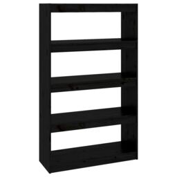Berkfield Home Book Cabinet/Room Divider Black 80x30x135.5 cm Solid Wood Pine - thumbnail 2