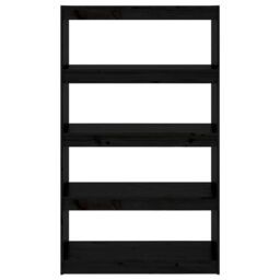 Berkfield Home Book Cabinet/Room Divider Black 80x30x135.5 cm Solid Wood Pine - thumbnail 5