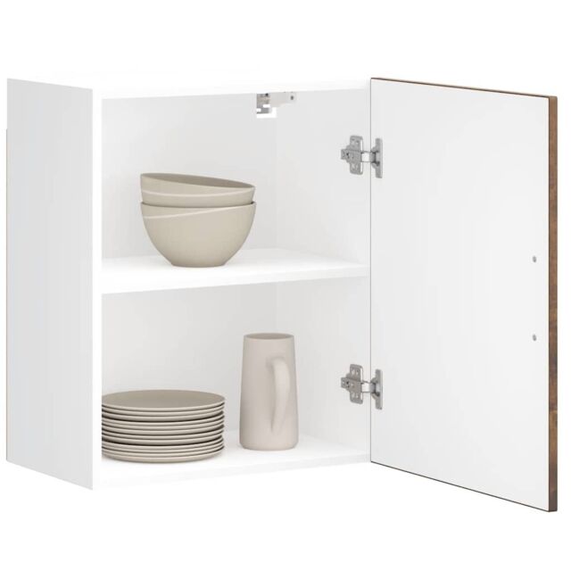 Berkfield Home Kitchen Wall Cabinet Porto Smoked Oak Engineered Wood in White - image 1