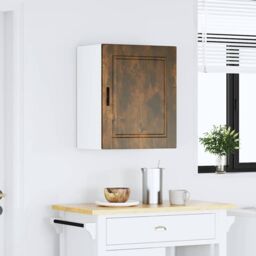 Berkfield Home Kitchen Wall Cabinet¬†Porto Smoked Oak Engineered Wood in White - thumbnail 3