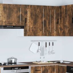 Berkfield Home Kitchen Wall Cabinet¬†Porto Smoked Oak Engineered Wood in White - thumbnail 4