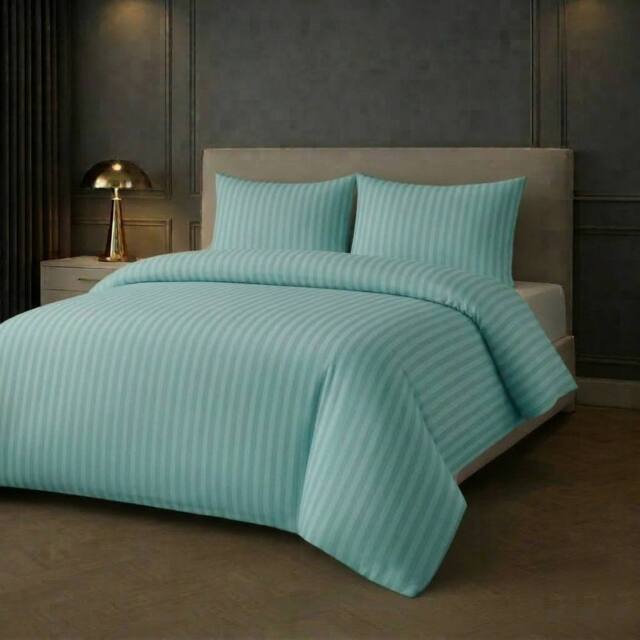 Grace Premium Embossed Stripes Duvet Cover Sets 2 Pack in Green - Size: Single - image 1