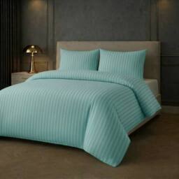 Grace Premium Embossed Stripes Duvet Cover Sets 2 Pack in Green - Size: Single - thumbnail 1