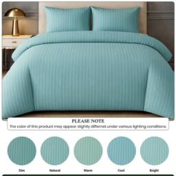Grace Premium Embossed Stripes Duvet Cover Sets 2 Pack in Green - Size: Single - thumbnail 5