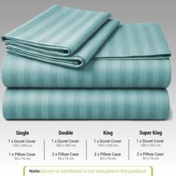 Grace Premium Embossed Stripes Duvet Cover Sets 2 Pack in Green - Size: Single - thumbnail 6