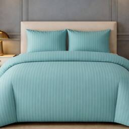 Grace Premium Embossed Stripes Duvet Cover Sets 2 Pack in Green - Size: Single - thumbnail 3