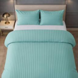 Grace Premium Embossed Stripes Duvet Cover Sets 2 Pack in Green - Size: Single - thumbnail 2