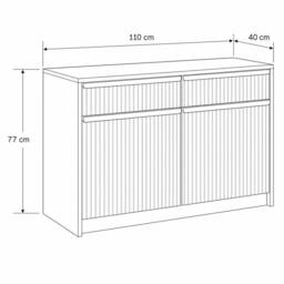 KORVIXA Beige 2 Door 2 Drawer Sideboard with Gold Handles - Size: 100 cm x 100 cm - thumbnail 2