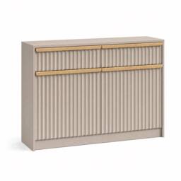 KORVIXA Beige 2 Door 2 Drawer Sideboard with Gold Handles - Size: 100 cm x 100 cm