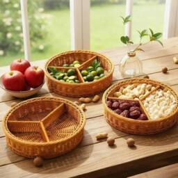 EONLION Set of 6 Hand-Woven Storage Baskets in Brown - Size: 500mm - thumbnail 3