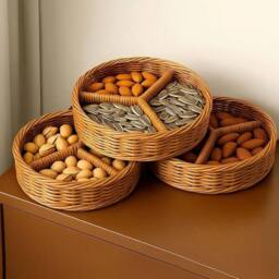 EONLION Set of 6 Hand-Woven Storage Baskets in Brown - Size: 500mm - thumbnail 4