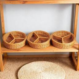 EONLION Set of 6 Hand-Woven Storage Baskets in Brown - Size: 500mm