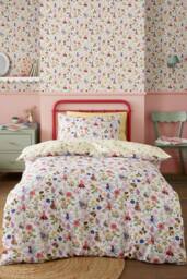 Belle & Boo 'Garden Friends' Reversible Cotton Duvet Cover Set in White - Size: Double