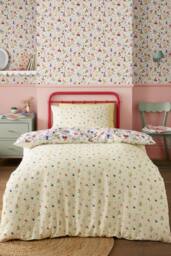 Belle & Boo 'Garden Friends' Reversible Cotton Duvet Cover Set in White - Size: Double - thumbnail 2