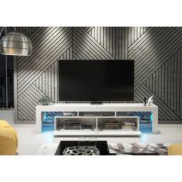 Creative Furniture Nova TV Unit 200cm - White with Gloss Doors + LED Lights - thumbnail 3
