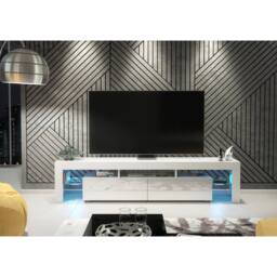 Creative Furniture Nova TV Unit 200cm - White with Gloss Doors + LED Lights - thumbnail 2