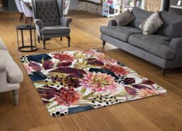 Benjamin Tate Design Autumn Watercolor Floral Arrangement Rug in Natural - Size: Large - thumbnail 2