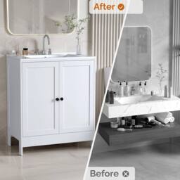FORGEVIO Bathroom Sink Cabinet Under Basin Unit Cupboard Storage in White - thumbnail 5