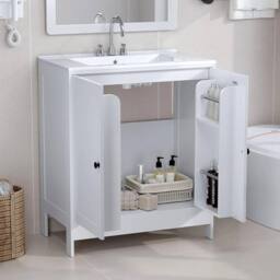 FORGEVIO Bathroom Sink Cabinet Under Basin Unit Cupboard Storage in White - thumbnail 3