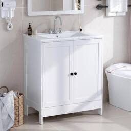 FORGEVIO Bathroom Sink Cabinet Under Basin Unit Cupboard Storage in White - thumbnail 4