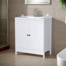 FORGEVIO Bathroom Sink Cabinet Under Basin Unit Cupboard Storage in White