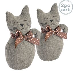 Nicola Spring Jasper the Cat Door Stops - 16 x 25cm - Grey - Pack of 2 in Brown - Size: 16 x 25 cm - thumbnail 1