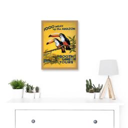 Artery8 Amazon Toucan River Brazil South America Jungle Rain Forest Vintage Travel Advert Artwork Framed Wall Art Print A4 in Light Oak - thumbnail 2