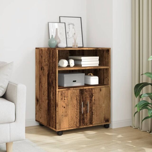 Berkfield Home Rolling Cabinet Old Wood 60x48x81 cm Engineered Wood in Brown - Size: 60 x 48 x 81 cm - image 1