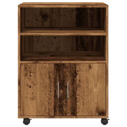 Berkfield Home Rolling Cabinet Old Wood 60x48x81 cm Engineered Wood in Brown - Size: 60 x 48 x 81 cm - thumbnail 4