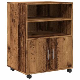 Berkfield Home Rolling Cabinet Old Wood 60x48x81 cm Engineered Wood in Brown - Size: 60 x 48 x 81 cm - thumbnail 2