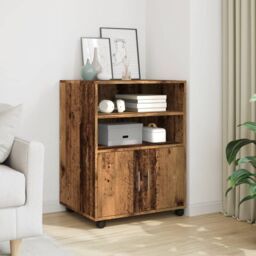 Berkfield Home Rolling Cabinet Old Wood 60x48x81 cm Engineered Wood in Brown - Size: 60 x 48 x 81 cm - thumbnail 1