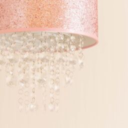 ValueLights Bonita Pair 28cm Pink Glitter Droplet Easy Fit Lamp Shades & Bulbs - thumbnail 4