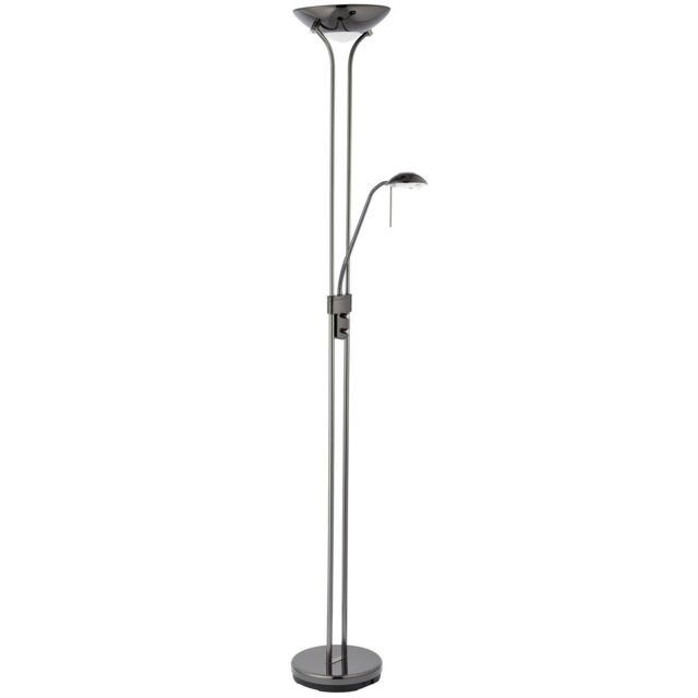 Loops Mother & Child Floor Lamp Black Chrome 1.8m Twin Light Dimmer Flexible Reading - image 1