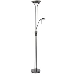 Loops Mother & Child Floor Lamp Black Chrome 1.8m Twin Light Dimmer Flexible Reading