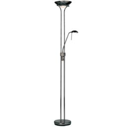 Loops Mother & Child Floor Lamp Black Chrome 1.8m Twin Light Dimmer Flexible Reading - thumbnail 3