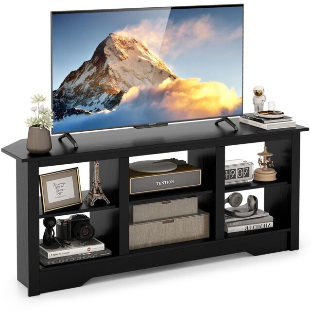 Costway 147cm TV Stand for TVs up to 65 Inches Media Entertainment Center-Black in Black - image 1