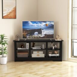 Costway 147cm TV Stand for TVs up to 65 Inches Media Entertainment Center-Black in Black - thumbnail 3