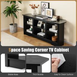 Costway 147cm TV Stand for TVs up to 65 Inches Media Entertainment Center-Black in Black - thumbnail 6