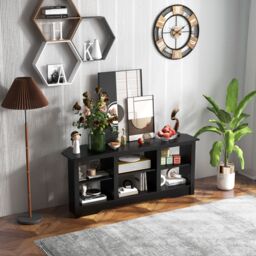 Costway 147cm TV Stand for TVs up to 65 Inches Media Entertainment Center-Black in Black - thumbnail 2