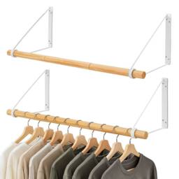 SPETLEK Wall Mounted Pipe Clothes Rail 2x in Natural - Size: Large - thumbnail 1