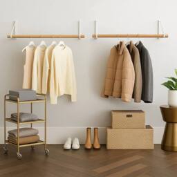 SPETLEK Wall Mounted Pipe Clothes Rail 2x in Natural - Size: Large - thumbnail 4