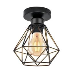 COMELY Industrial Ceiling Lights, Vintage Metal Cage Black Ceiling Lights E27 - thumbnail 1