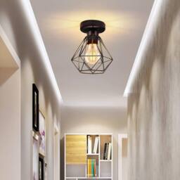COMELY Industrial Ceiling Lights, Vintage Metal Cage Black Ceiling Lights E27 - thumbnail 2