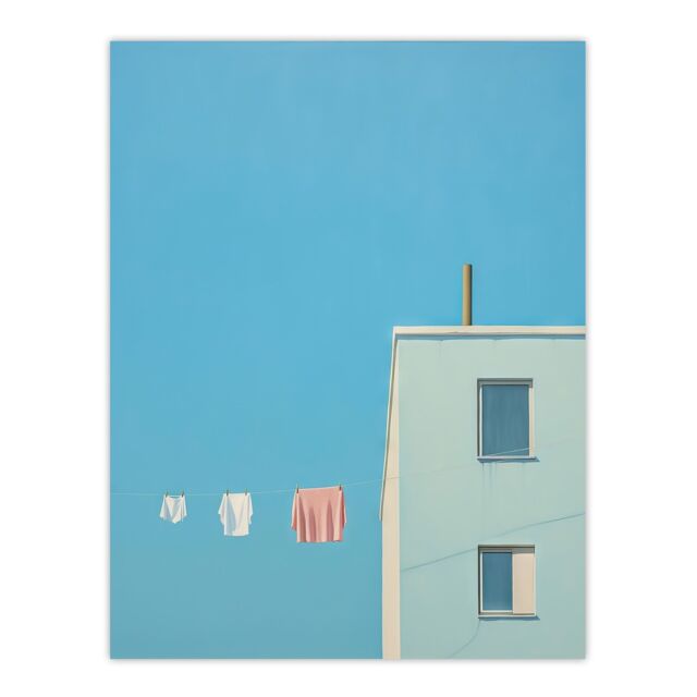 Artery8 Wall Art Print My Neighbours Pants By Amy Denver Minimalist Soft Pastel Blue Laundry Room Minimalism Simple Modern Artwork Poster - image 1