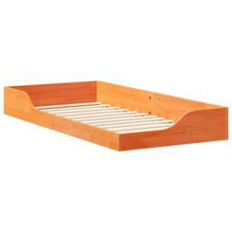 Berkfield Home Floor Bed Frame Wax brown 100 x 200 cm Solid pine wood in Orange