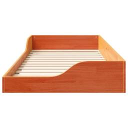 Berkfield Home Floor Bed Frame Wax brown 100 x 200 cm Solid pine wood in Orange - thumbnail 5