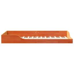 Berkfield Home Floor Bed Frame Wax brown 100 x 200 cm Solid pine wood in Orange - thumbnail 6