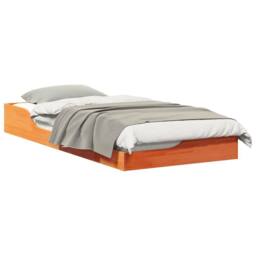 Berkfield Home Floor Bed Frame Wax brown 100 x 200 cm Solid pine wood in Orange - thumbnail 3