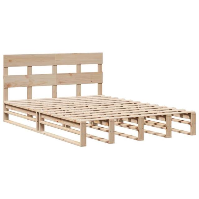 Berkfield Home Beautiful Bed Frame without Mattress 120x200 cm Solid Wood Pine in Light Brown - Size: Small Double - image 1