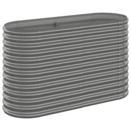 Berkfield Home Garden Raised Bed Powder-coated Steel 114x40x68 cm Grey - Size: 114 x 40 x 68 cm - thumbnail 3